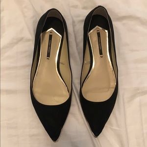 Black Zara flats with gold trim